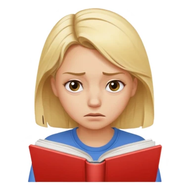 Create a blonde girls that is stressed because of studying. sticker