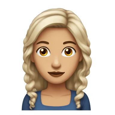 mujer cabello cafe largo con ojos azul sticker