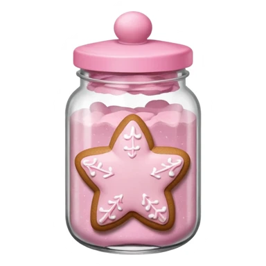 pastel pink christmas gingerbread cookies in jar with pink lid and a star sticker