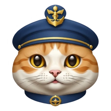 cat wearing a captain's hat sticker