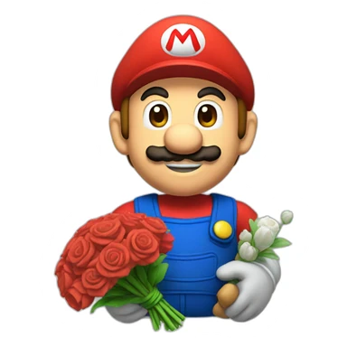 mario with a bouquet sticker