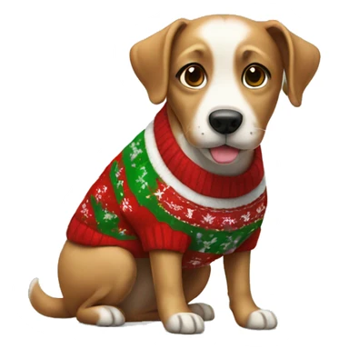 Dog wearing a Christmas sweater sticker