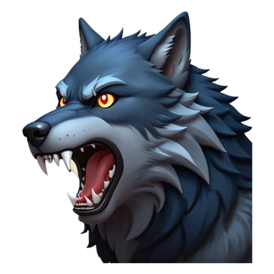cinematic-noble-fierce-werewolf-howling-portrait-emoji, poised-and-imposing, with a fierce wolfish face tilted upwards in a haunting howl, glowing eyes full of primal ferocity, sharp, and a rugged snout, fur rippling in shades of midnight black and silver, muscles tensed as the powerful howl echoes beneath the moonlit sky; rendered with realism, capturing the raw, untamed power of the beast in its wild, primal state sticker