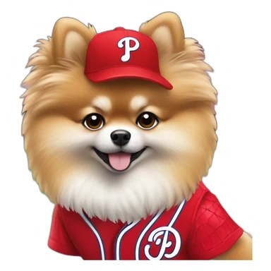 pomeranian wearing philadelphia phillies uniform sticker