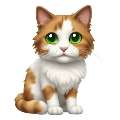 fluffy calico cat with green eyes  sticker