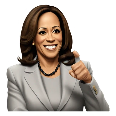 Kamala Harris with her fist in the air, declaring victory over Trump ￼ sticker