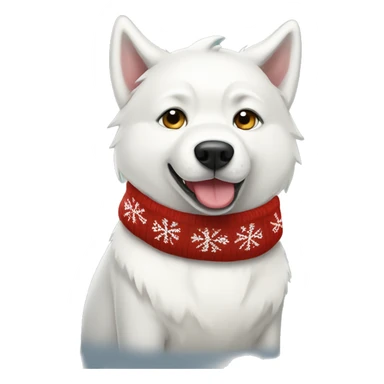 White Siberian Husky dog wearing a Christmas sweater  sticker
