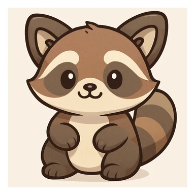 Make the red panda's fur color less orange, more muted and natural, while keeping it cute and in a cartoon sticker style. The original style is cartoon sticker style, so maintain that look in the edit. sticker