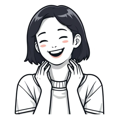 Girl with hands on neck laughing  sticker