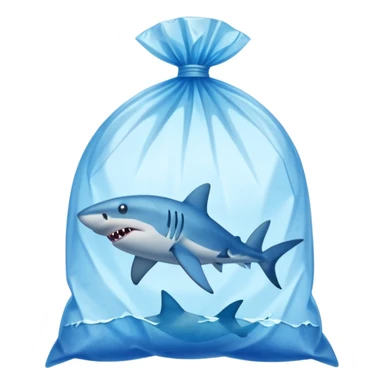 shark stuck in plastic waste bag sticker