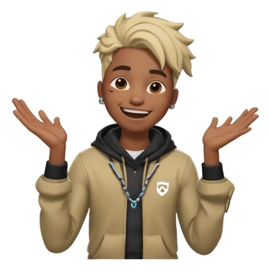 black boy with twists holding in his laugh with Fortnite as the background sticker