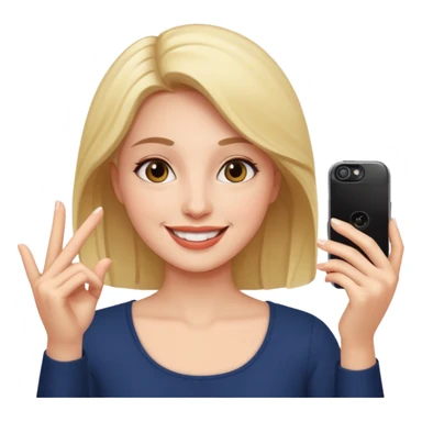 female taking selfies sticker