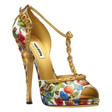 Dolce and Gabbana high heels with colourful print and golden detais  sticker
