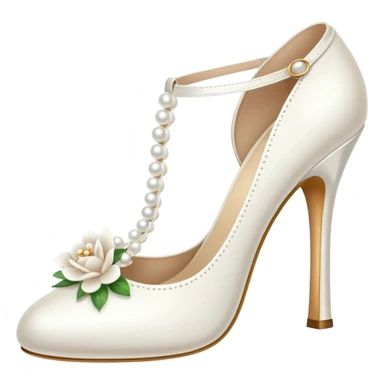 white heel with pearls laces and flower  sticker