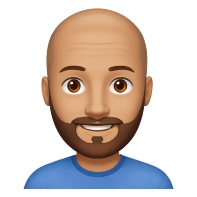 man, shaved head, brown eyes, full beard, smiling sticker