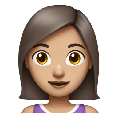 Brunette girl with white skin with bunny ears and a purple dress sticker