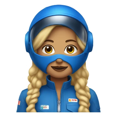 Pretty Honey blonde woman in blue helmet and blue flight jumpsuit  sticker