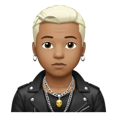 Sisqó, R&B Singer with platinum blonde hair, dark skin, shirtless with necklace, black leather jacket sticker