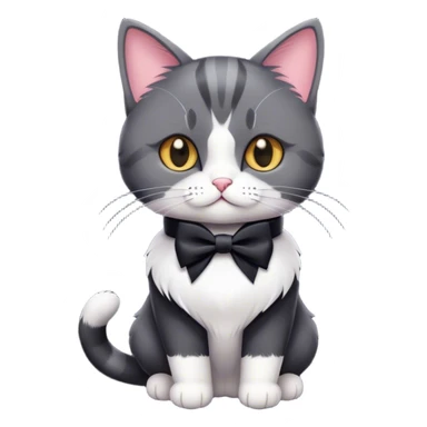 British female cat (tuxedo color) with paws, ribbon, etc sticker