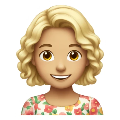 smiling girl in floral dress sticker