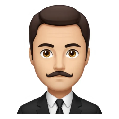 John Saxon with dark brown hair and short mustache, black suit, light tan skin sticker