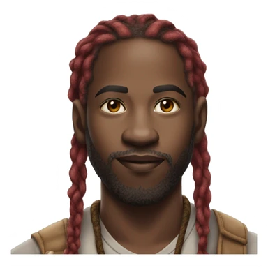 🥷🏿🧏🏿 light skin African American with thick red dreadlocks cover in tattoo  sticker