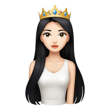 Miss Universe Southeast Asian woman with very long straight black hair wearing a beautiful white top sticker