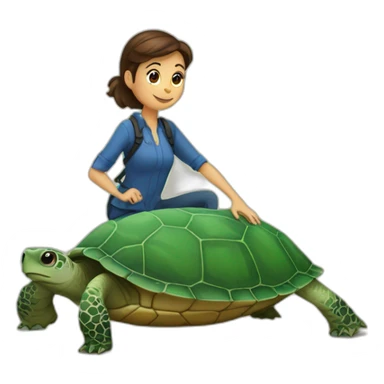 Camille combal sur une tortue sticker