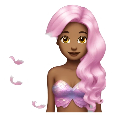 Iridescent mermaid long hair pink sticker