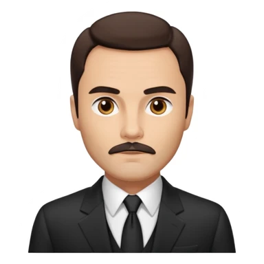 John Saxon with dark brown hair and short mustache, black suit, light tan skin sticker