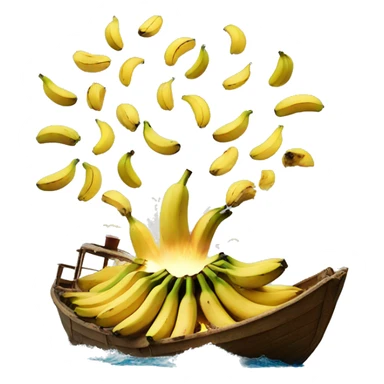 A boat exploding with bananas sticker