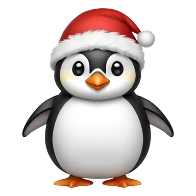 penguin wearing red hat of santa claus sticker