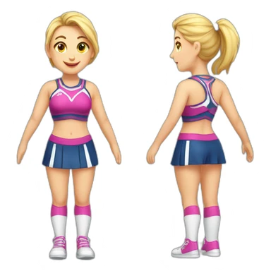 Full body Caucasian curvy cheerleader back and front views sticker