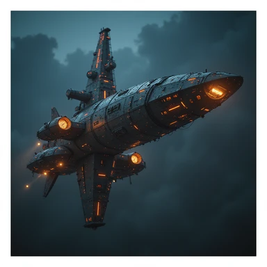 cyberpunk dystopian futurepunk space station, massive orbital structure, glowing neon lights, dark space background, photorealistic sticker