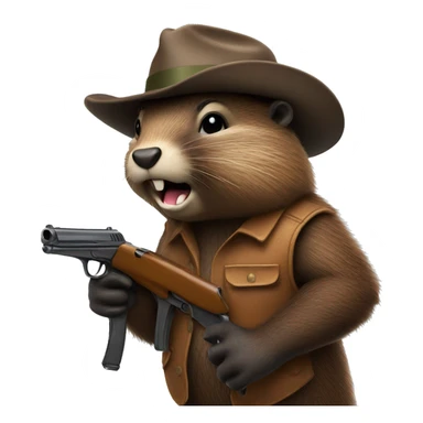 Coquette beaver holding a gun sticker