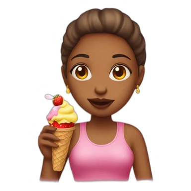 girl smoking a cigar and eating strawberry-lemon ice cream sticker