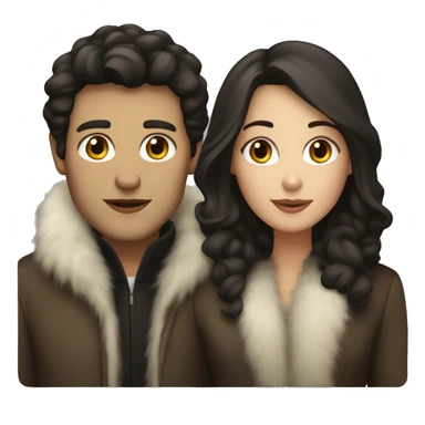 Dark haired White couple in long fur coats sticker