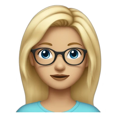 young girl, wedge blonde hair, glasses, blue eyes sticker