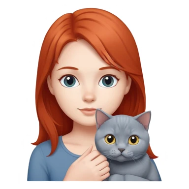 Red long hair girl with blue British short hair cat sticker