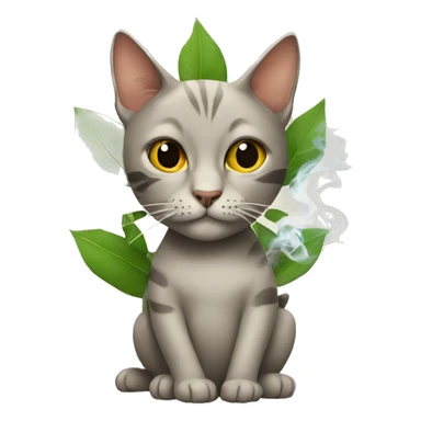 cat smoking leaves sticker