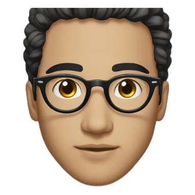 beautiful Moroccan young man with black, wet hair and white skin, wearing round glasses sticker