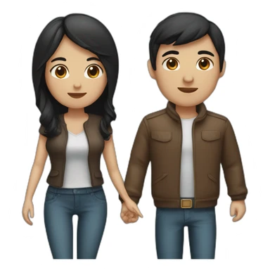 couple of woman with black hair and man with brown hair in love sticker