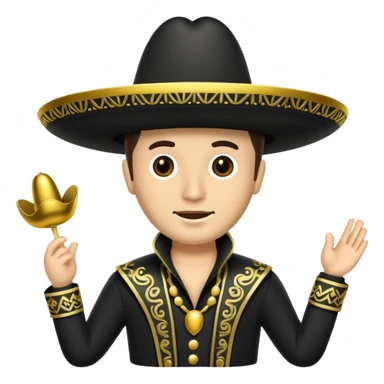 black mariachi sombrero with gold trim sticker