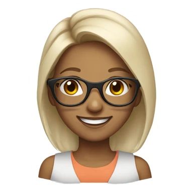 girl with glasses and smile with bunny tail hair sticker