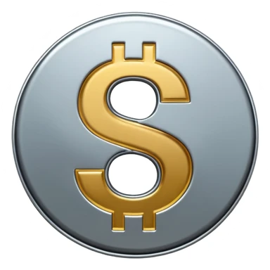 A double dollar sign emoji made of polished silver chrome, smooth metallic surface, glossy reflections, luxury swag vibe, minimal iOS emoji style, centered on white background sticker