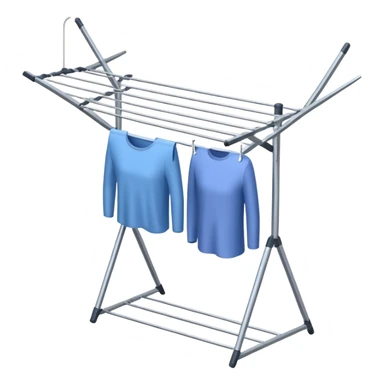 Clothes Drying Rack with a single central steel post, and fanning-out clotheslines at the top sticker