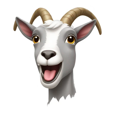 a grey and white goat making an extremely silly face with the tongue out and crossed side eyes sticker