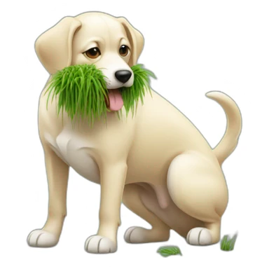 dog eating grass sticker