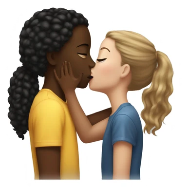 A white girl kissing black girl sticker