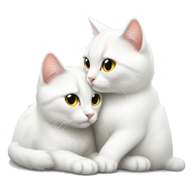 Two white British cats hugs  sticker